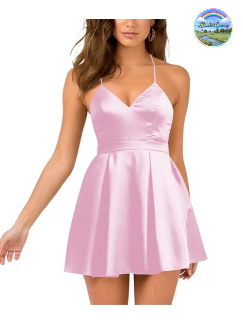Womens Tie Back Ruffle Hem Flowy Swing Mini Wrap Dress Sleeveless V-Neck